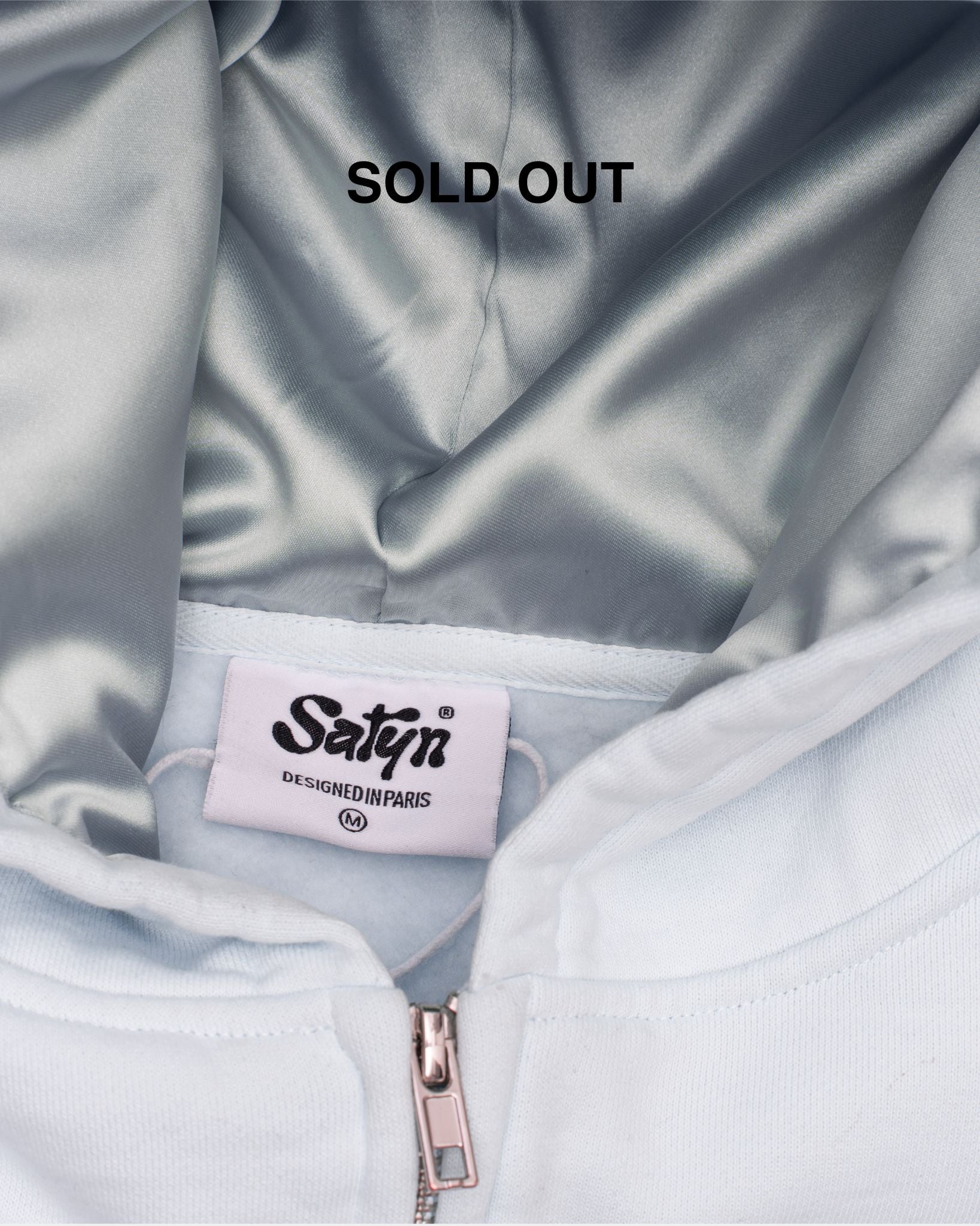 Kapuzenpullover mit Reißverschluss innen aus Satin