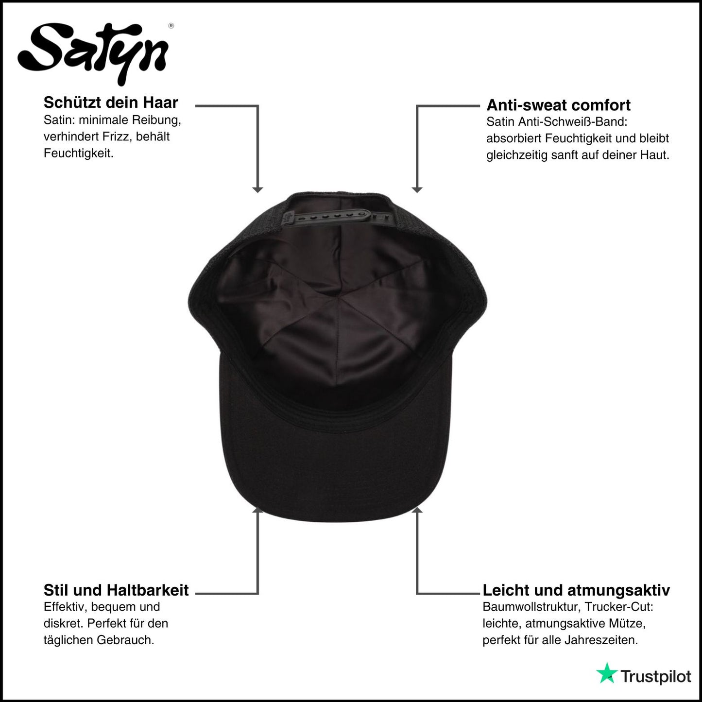 SatynCap TripleBlack - Satin-Innenseite