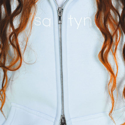 Hoodie Zip /satyn - Cyan AUSVERKAUFT