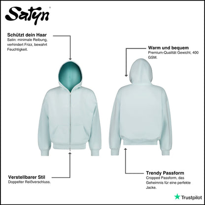 Hoodie Zip /satyn - Cyan AUSVERKAUFT