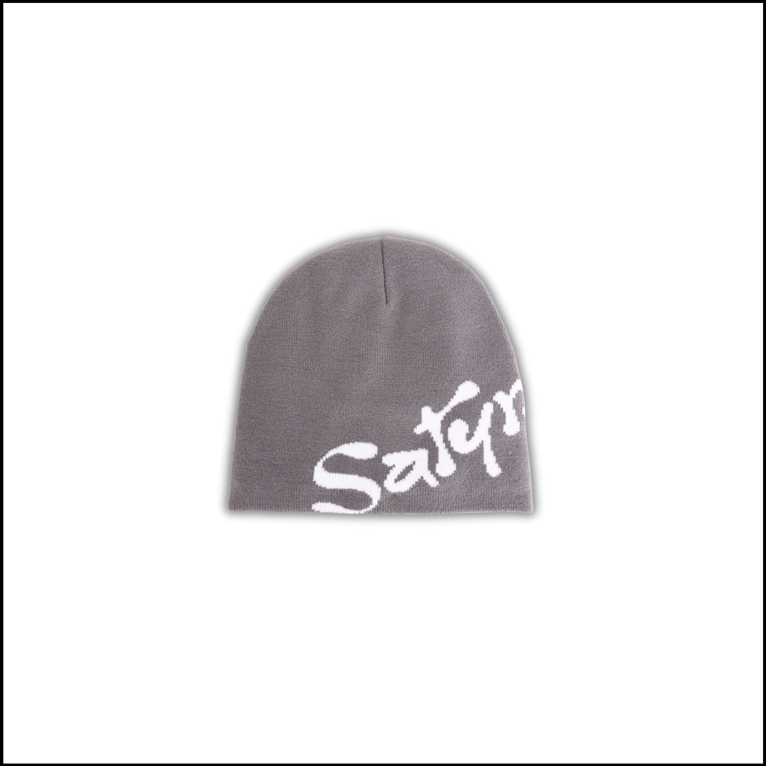 SatynBeanie Grau- Satin-Innenseite