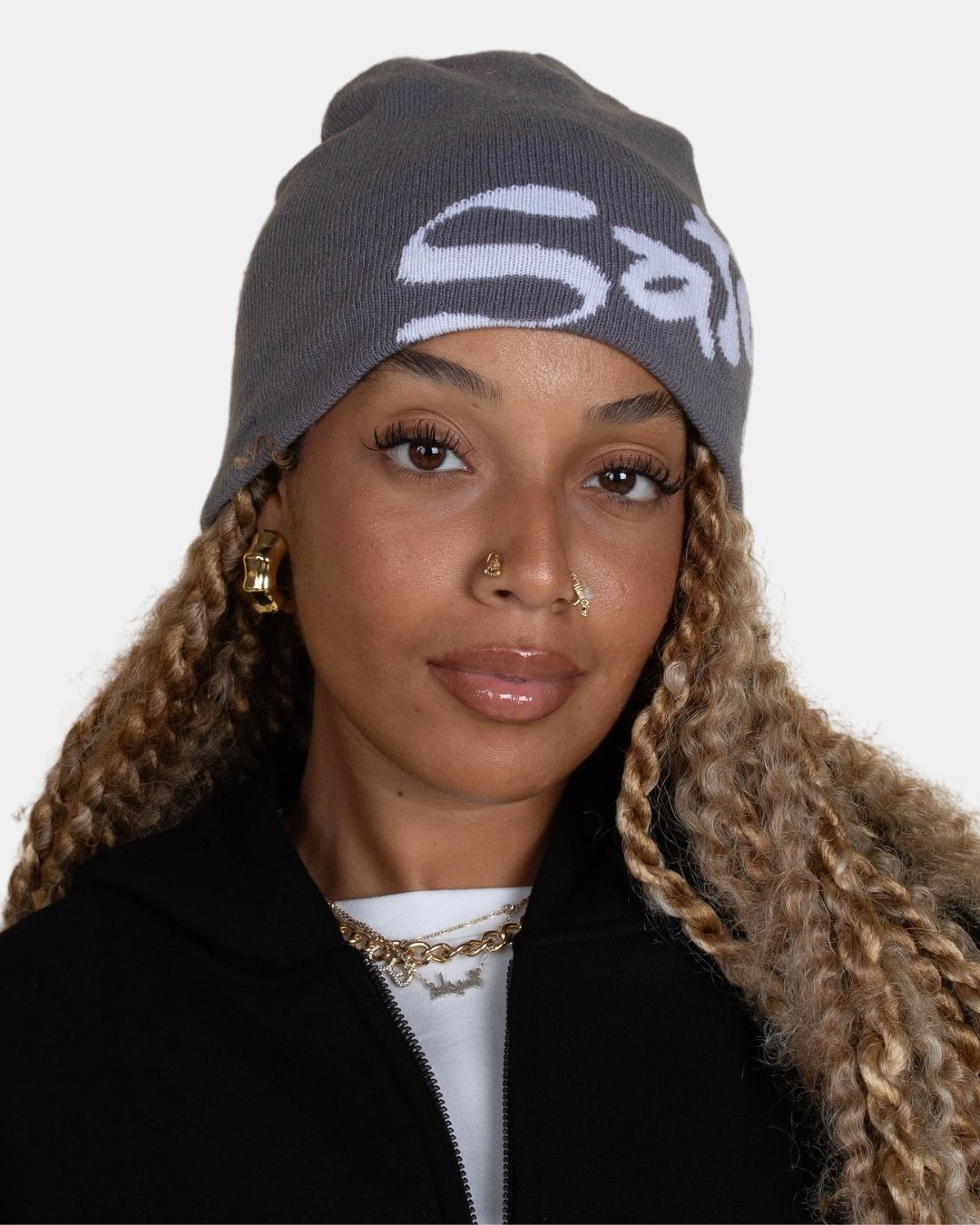 SatynBeanie Grey – Innenseite aus Satin