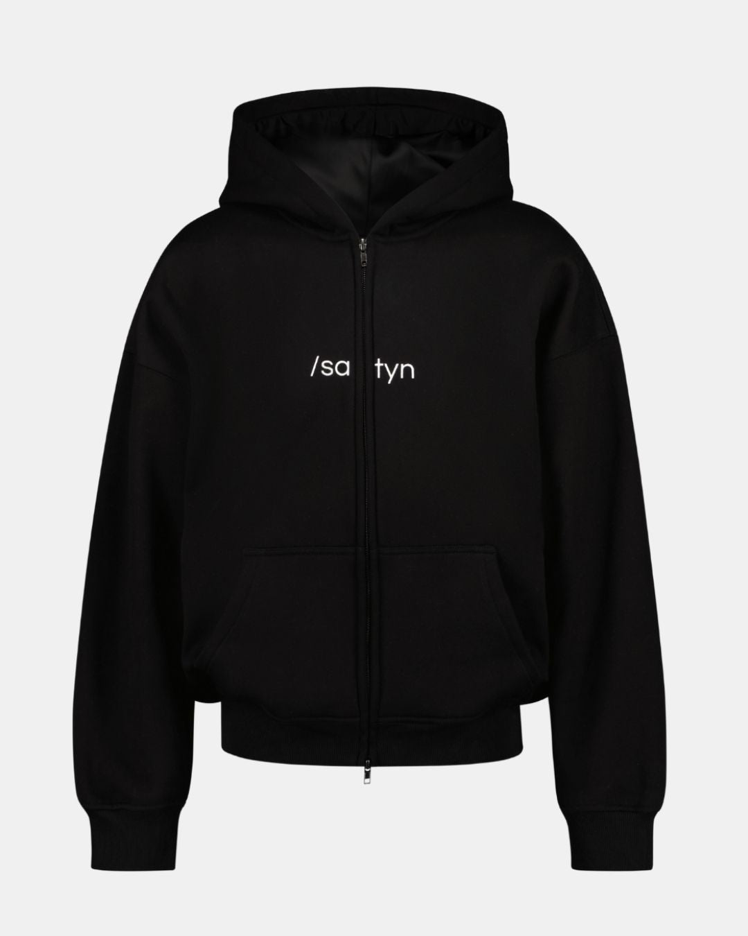 Hoodie met rits/satijn - Jetzwart