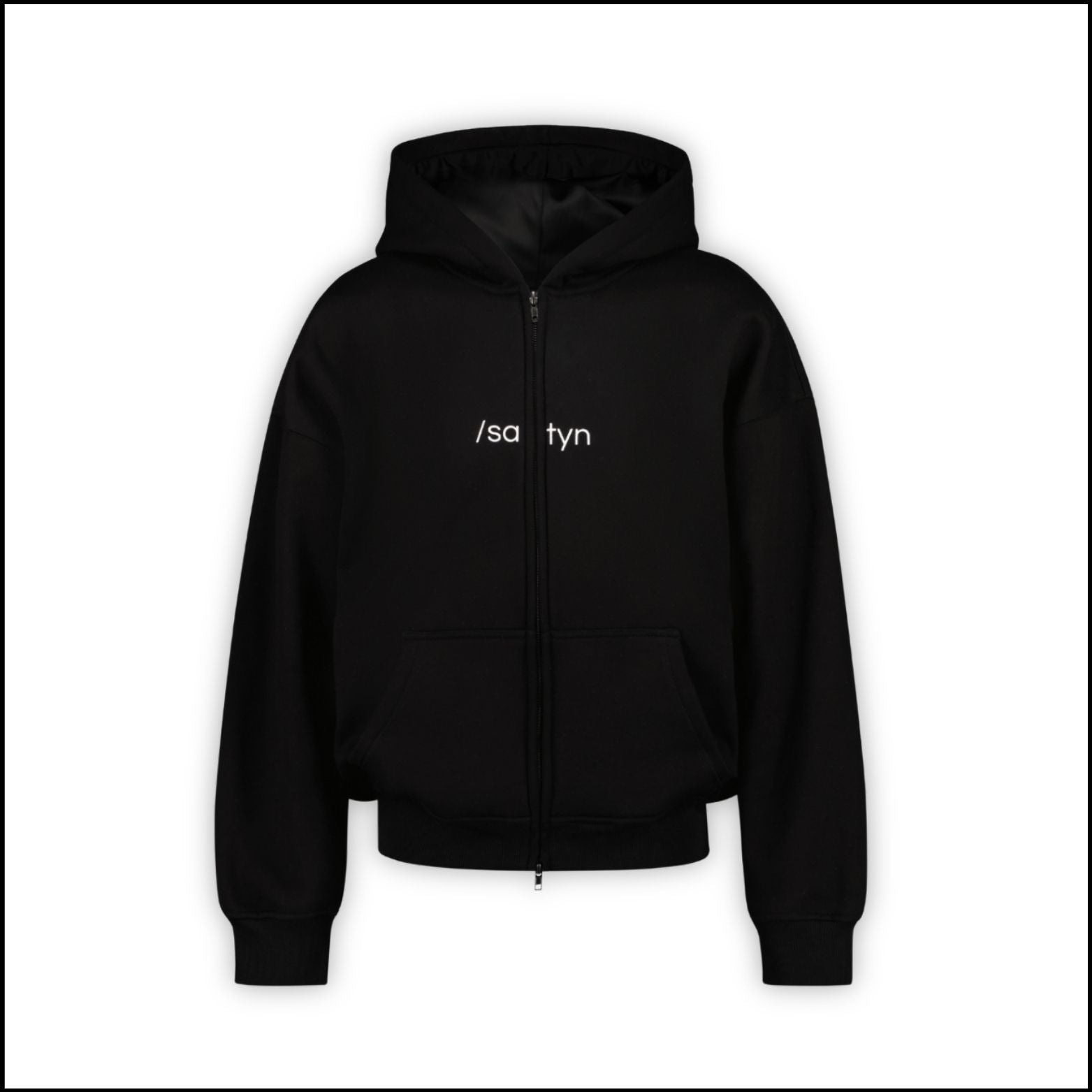 Hoodie Zip /satyn - Jetschwarz