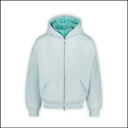 Hoodie Zip /satyn - Cyan AUSVERKAUFT